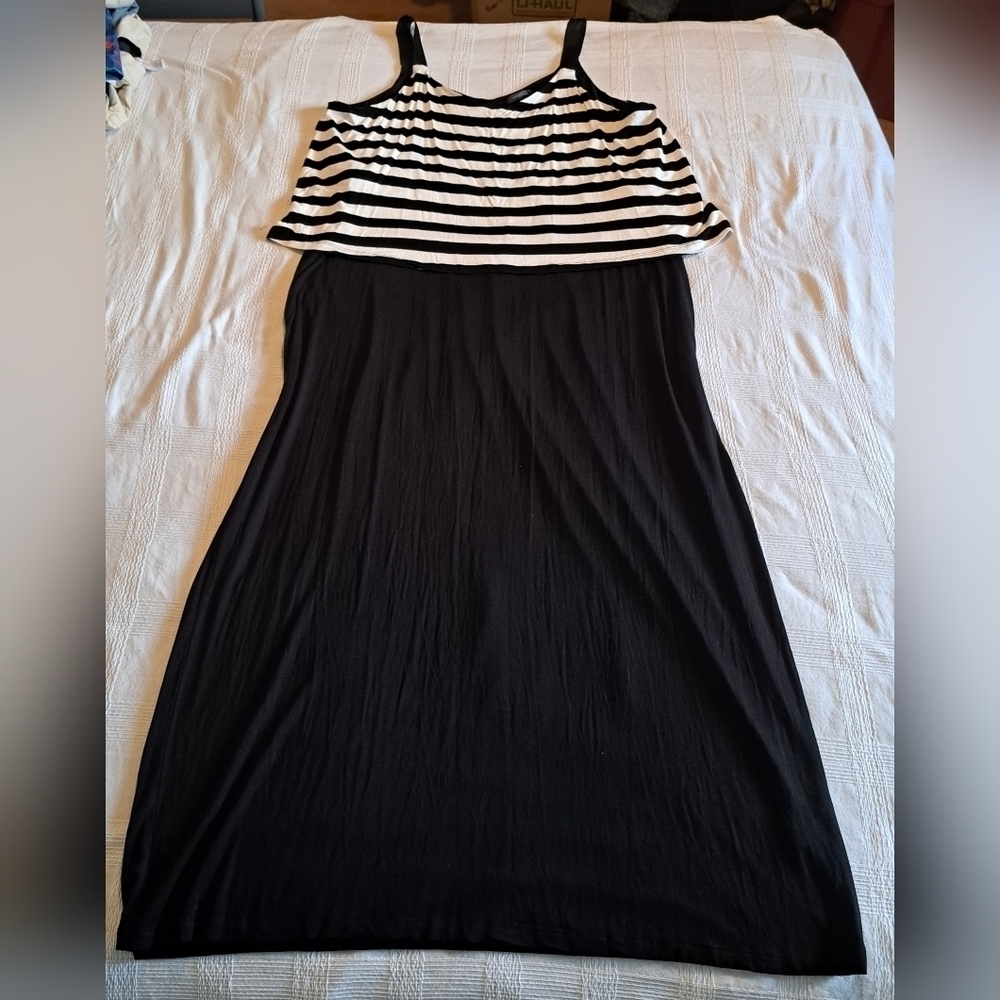 Spense women's size XXL maxi dress black & white flowy EUC